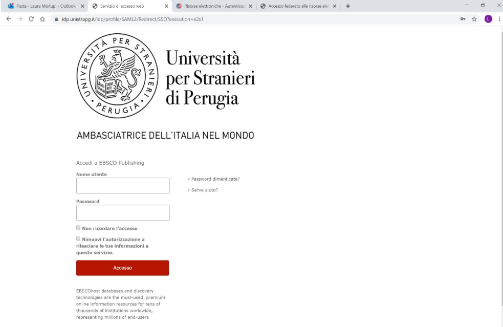 logo la schermata di log in