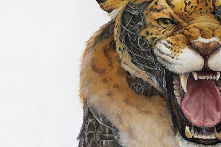 particolare di un'opera dell'artista raffigurante una tigre
